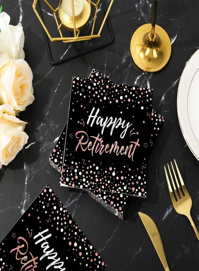 JarThenaAMCS مناديل كوكتيل للتقاعد من جارثينا إيه إم سي إس، ٥٠ قطعة، لون ذهبي وردي، مناديل ورقية للاستخدام مرة واحدة، ثلاث طبقات سميكة، مثالية لحفلات التقاعد. - Image 4